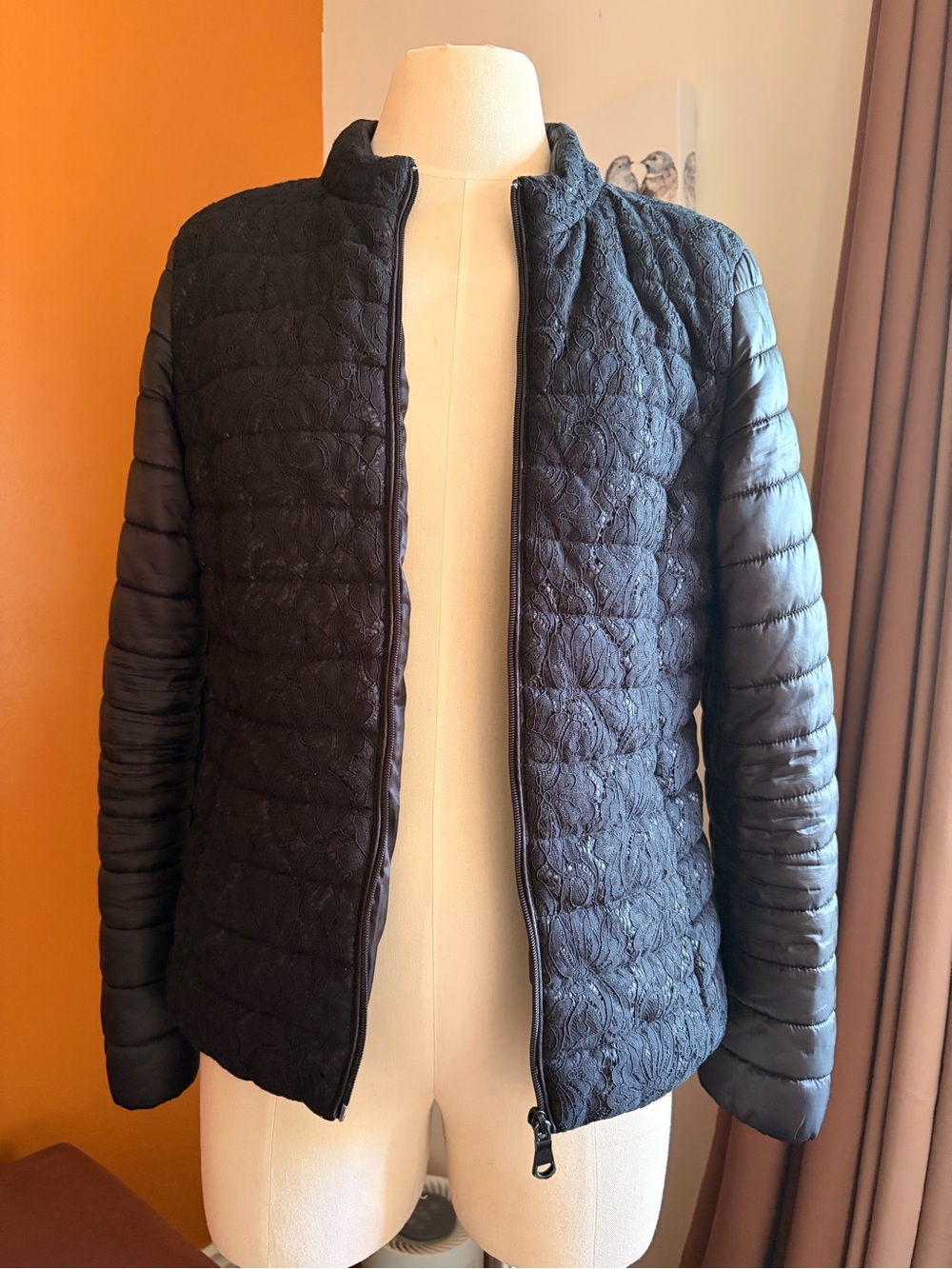 Women's Quilted Black Jacket - Lightweight Puffer Style, Size M, Esprit